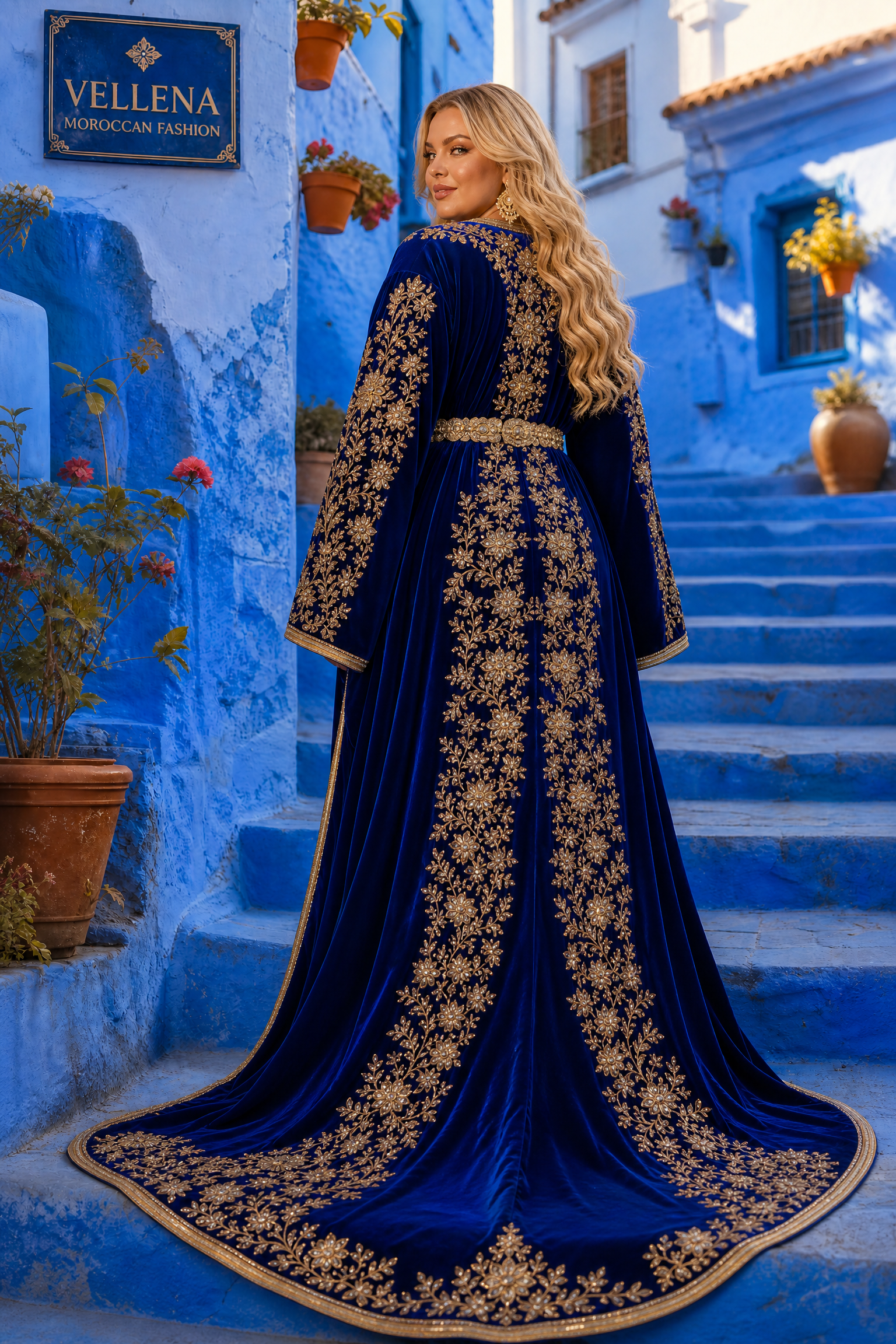 Royal Sapphire Kaftan — Handmade Moroccan Bridal Takchita