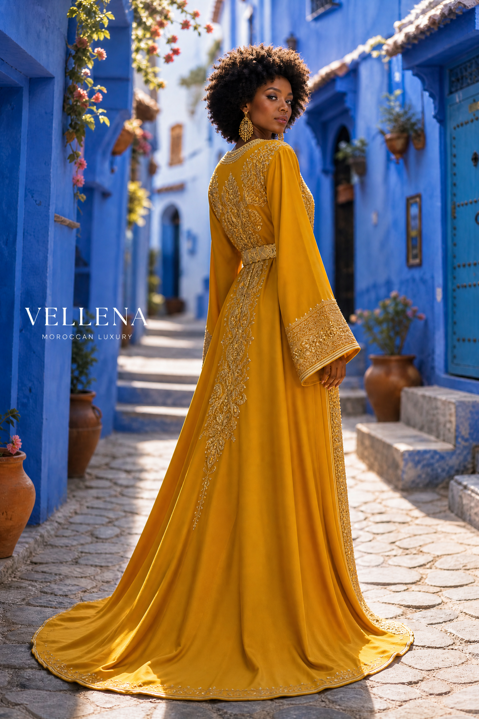 Golden Saffron Kaftan — Handmade Moroccan Takchita
