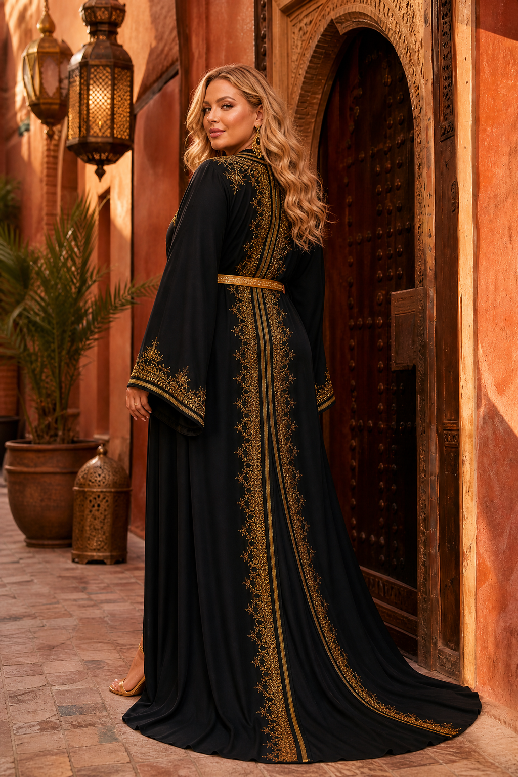 Noir Royale Kaftan — Handmade Moroccan Takchita