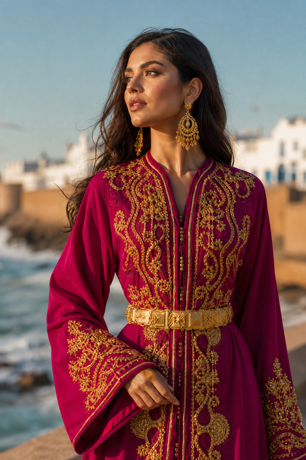 Fuchsia Paisley Kaftan — Handmade Moroccan Takchita