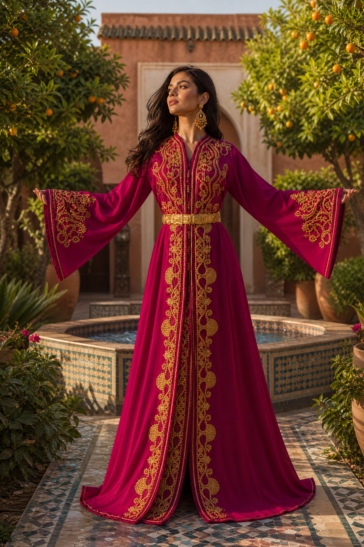 Fuchsia Paisley Kaftan — Handmade Moroccan Takchita