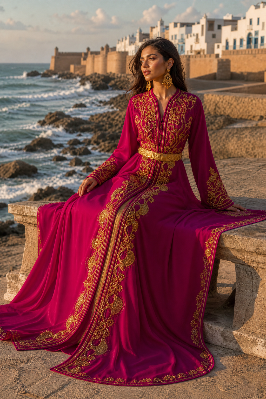 Fuchsia Paisley Kaftan — Handmade Moroccan Takchita