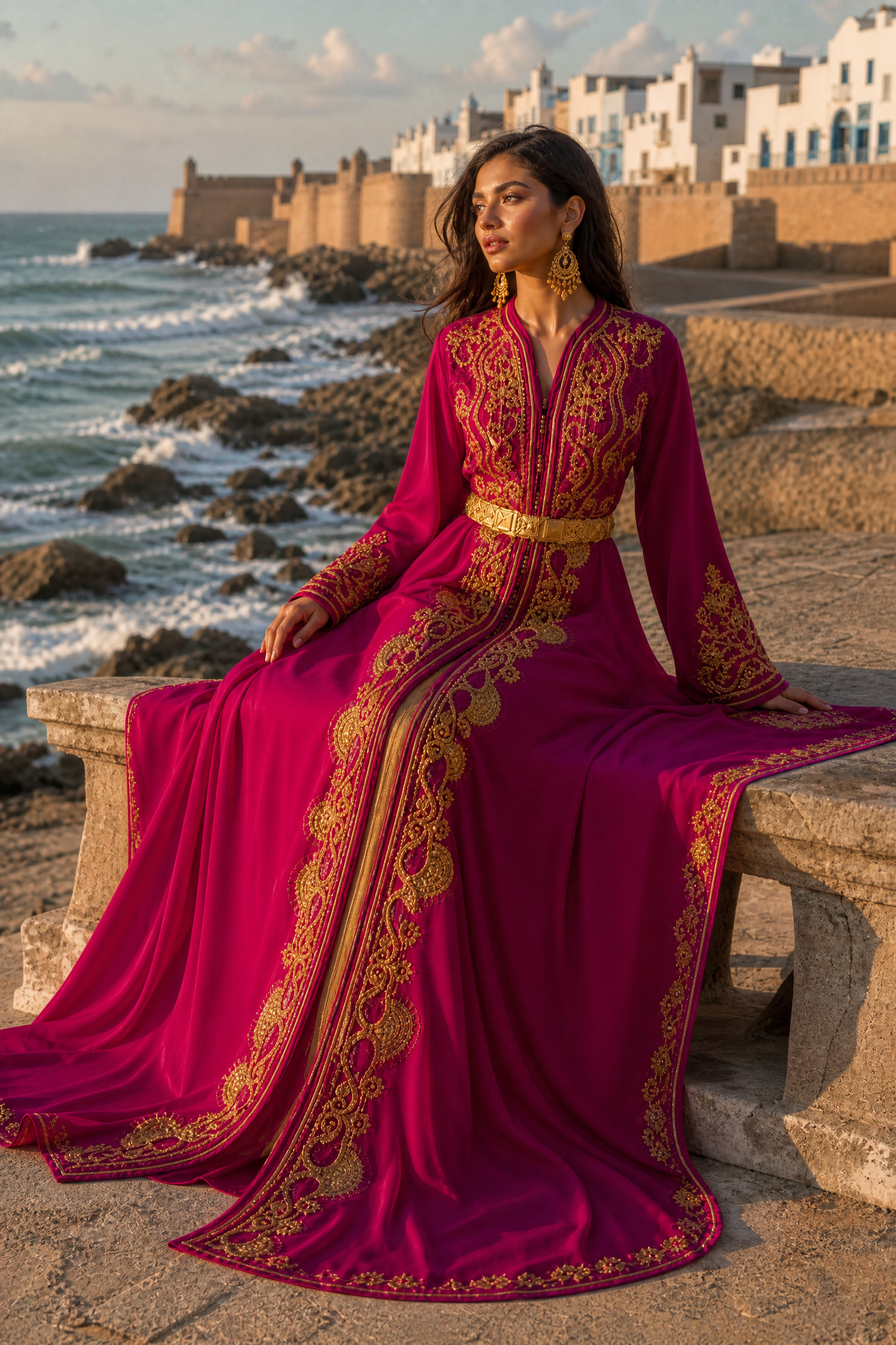 Fuchsia Paisley Kaftan — Handmade Moroccan Takchita