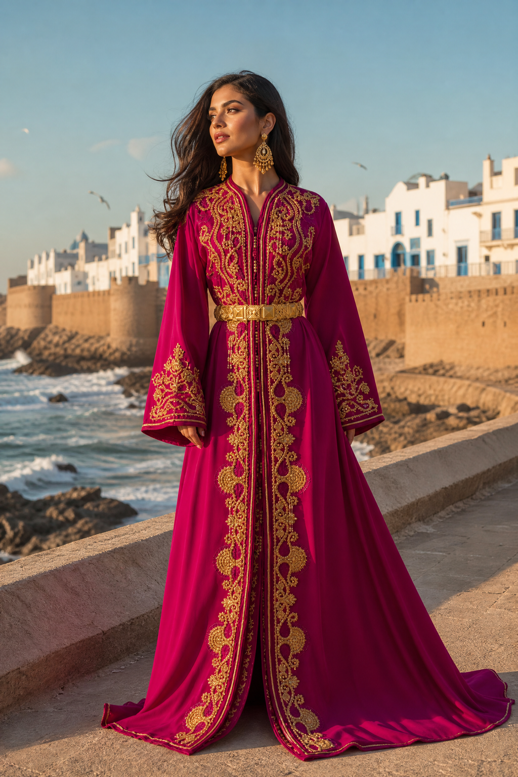 Fuchsia Paisley Kaftan — Handmade Moroccan Takchita