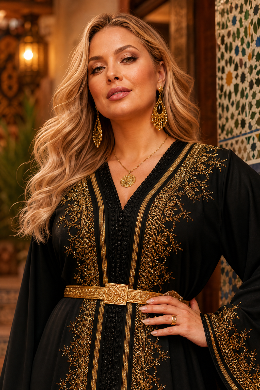 Noir Royale Kaftan — Handmade Moroccan Takchita
