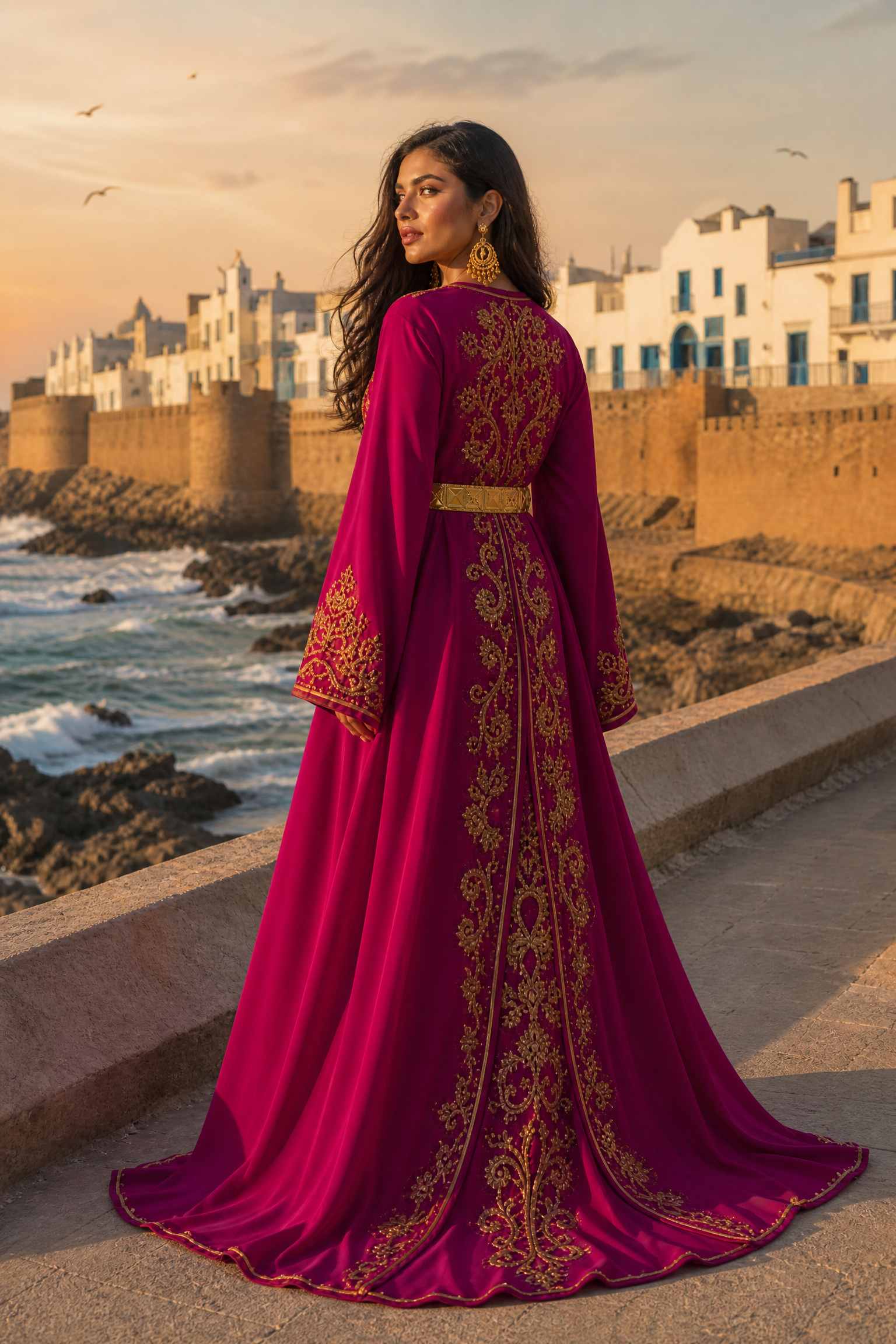 Fuchsia Paisley Kaftan — Handmade Moroccan Takchita