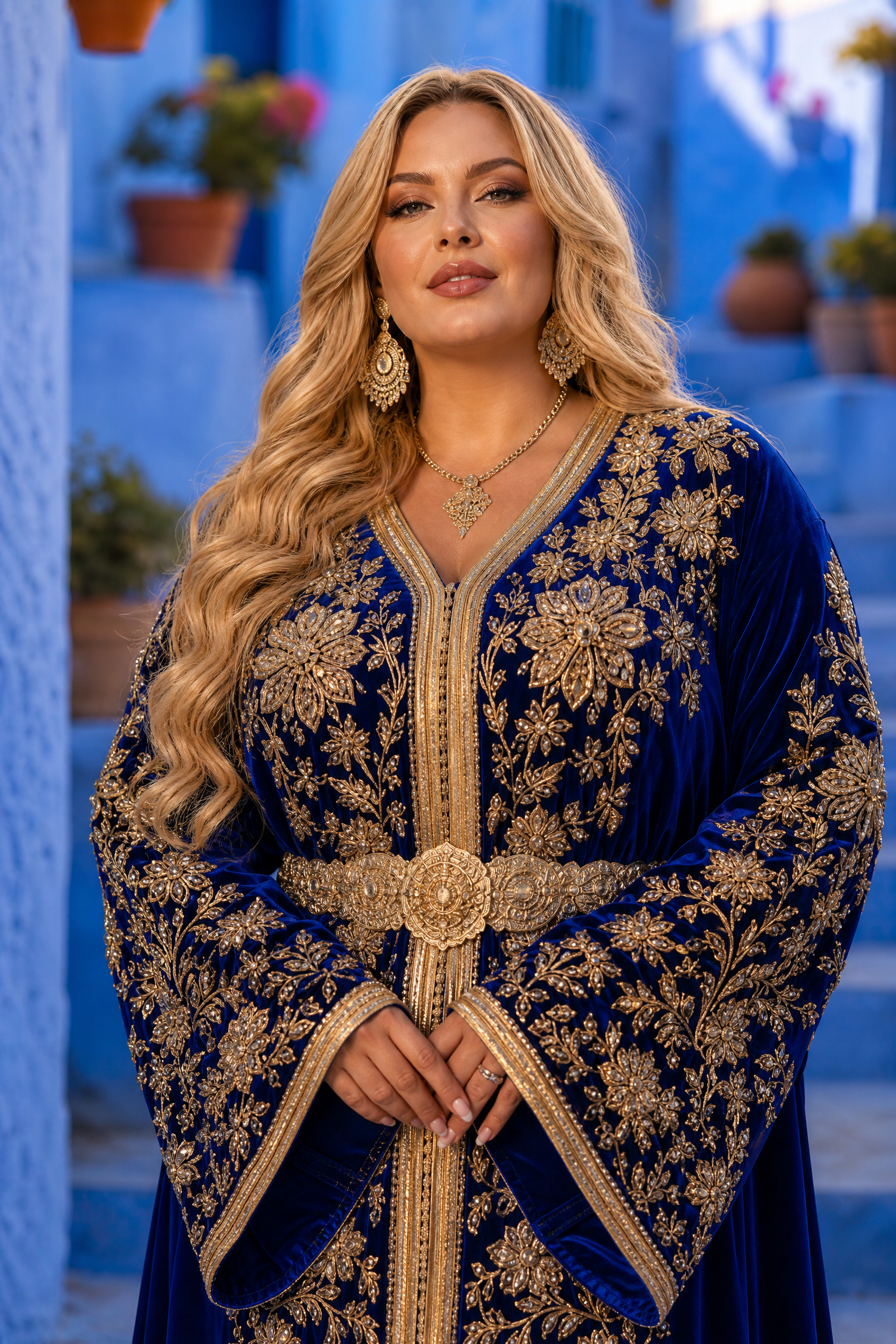 Royal Sapphire Kaftan — Handmade Moroccan Bridal Takchita