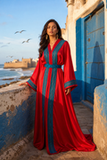 Scarlet Ocean Kaftan — Handmade Moroccan Takchita